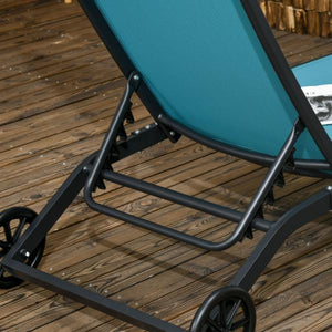 Sonnenliege, 5-stufig verstellbare Rücklehne, atmungsaktiver Stoff, blau