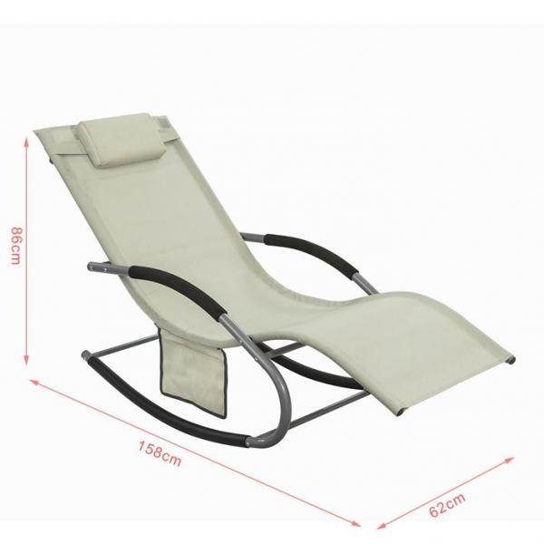 Gartenliege | Sonnenliege mit Tasche | Liegestuhl Beige
