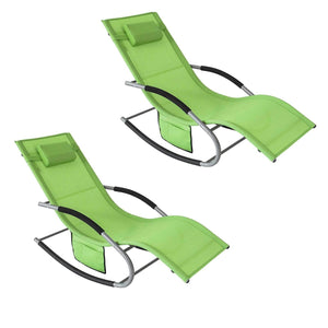 2-er Set Gartenliege Sonnenliege mit Tasche Liegestuhl Grün OGS28-GRx2