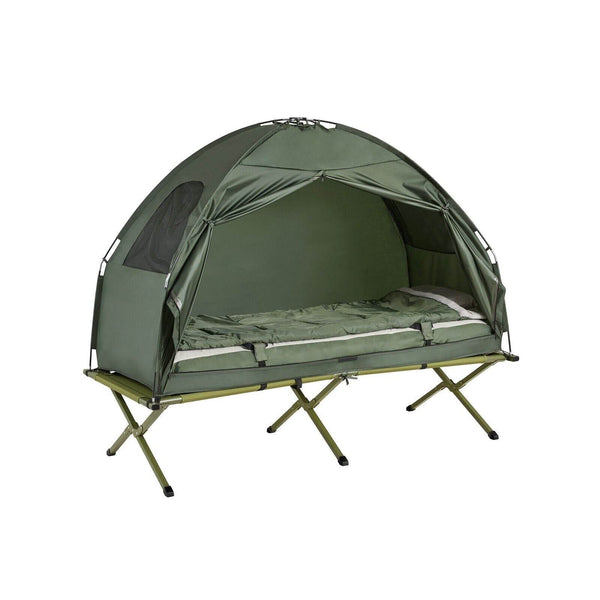 4in1-Zelt Für 1 Person Wurfzelt Feldbett Mit Campingliege Grün
