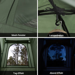 3in1-Zelt Campingzelt Einzelzelt Grün
