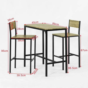 Bartisch mit 2 Hockern | Bartisch set | 3-teilig