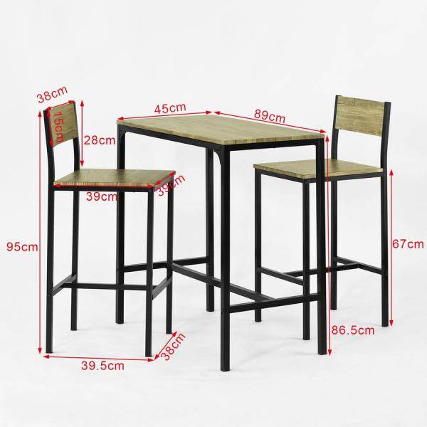 Bartisch mit 2 Hockern | Bartisch set | 3-teilig