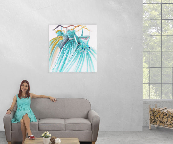 Ölgemälde 3D Kleider handgemaltes Ölbild ~ 90x90m