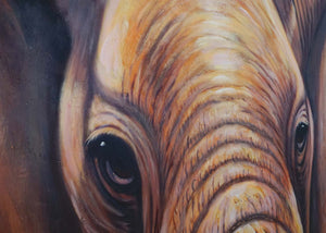 Ölgemälde Elefant, handgemaltes Ölbild ~ 120x100cm