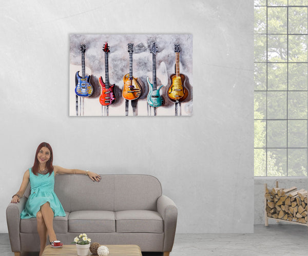 Ölgemälde Gitarren handgemaltes Ölbild ~ 120x80cm