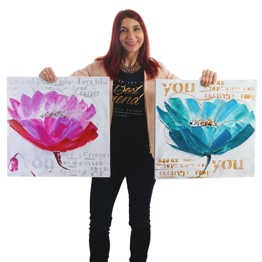 Ölgemälde Orchidee, handgemaltes Ölbild ~ 100x50cm