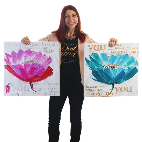 Ölgemälde Orchidee, handgemaltes Ölbild ~ 100x50cm