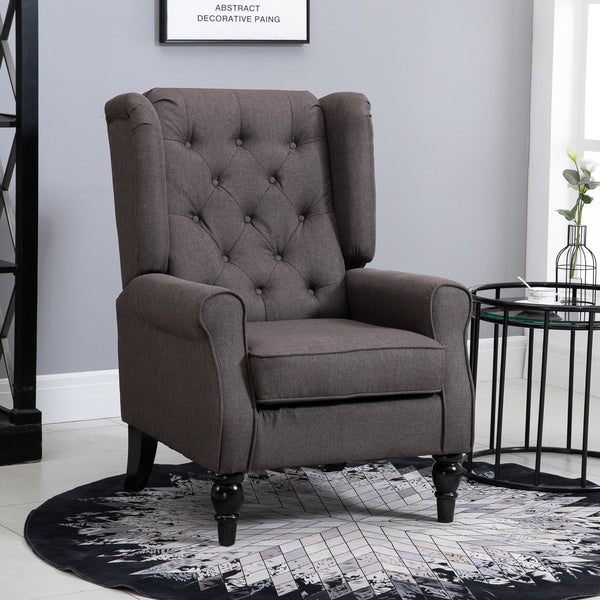 Ohrensessel Relaxsessel Stoff Braun 74x86x102cm