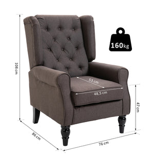 Ohrensessel Relaxsessel Stoff Braun 74x86x102cm