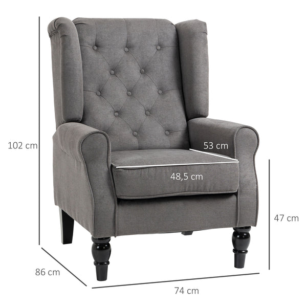 Ohrensessel im Vintage-Design Dunkelgrau