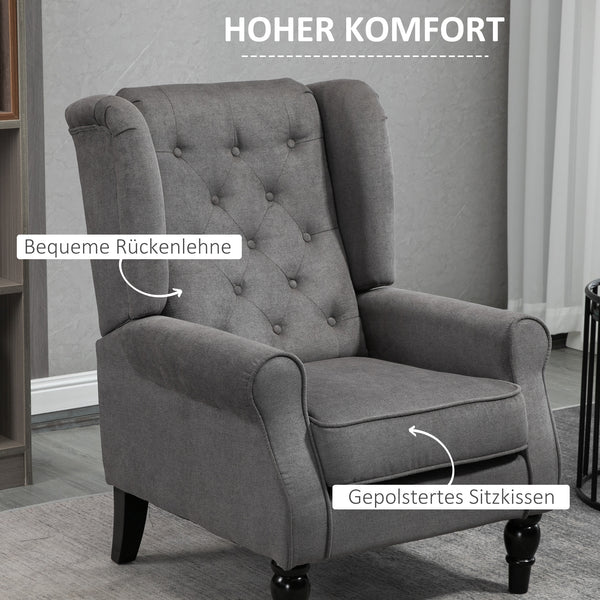 Ohrensessel im Vintage-Design Dunkelgrau