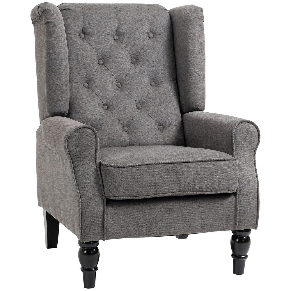 Poltrona con schienale alto in stile vintage, grigio scuro