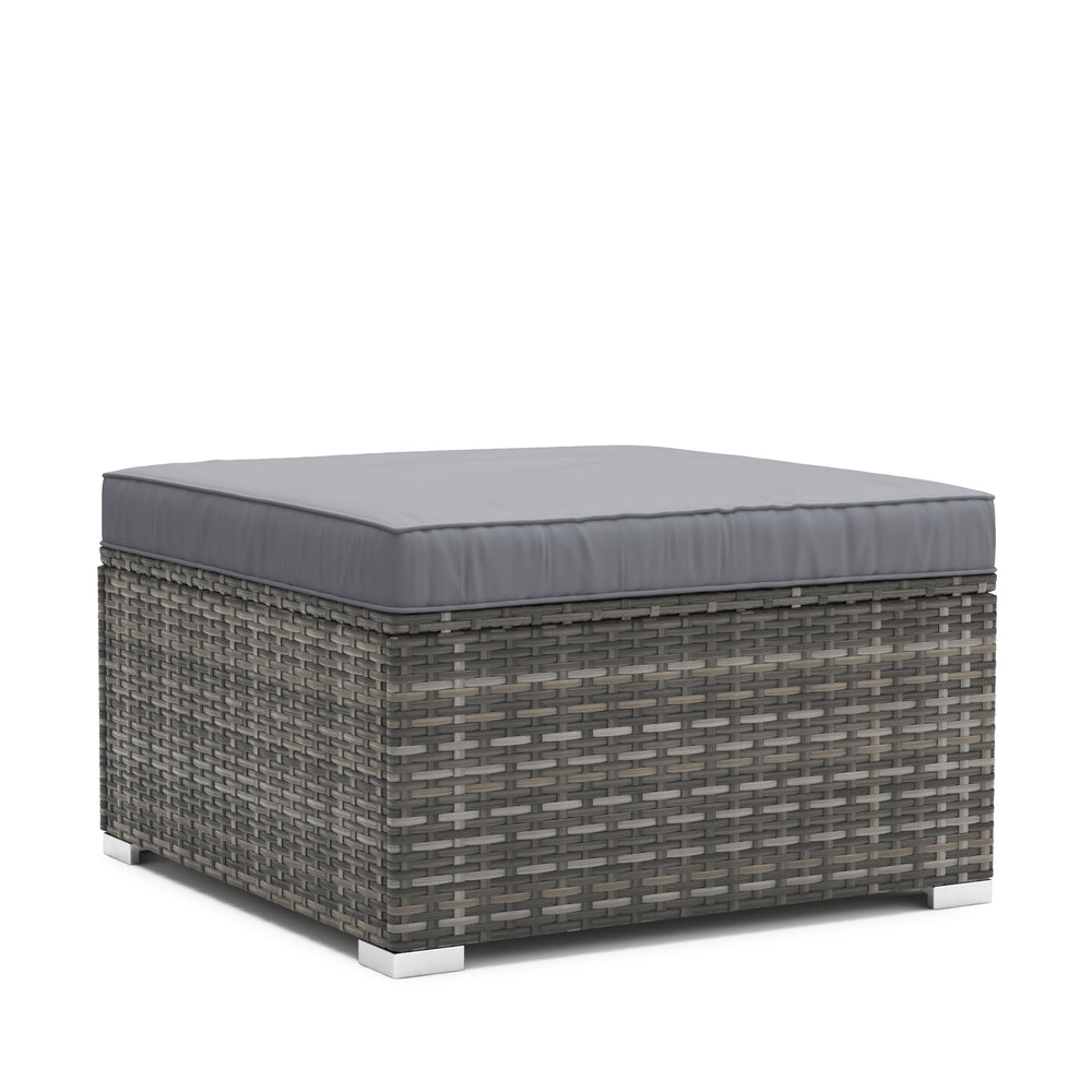 Fauteuil ottoman en rotin KRETA gris/anthracite