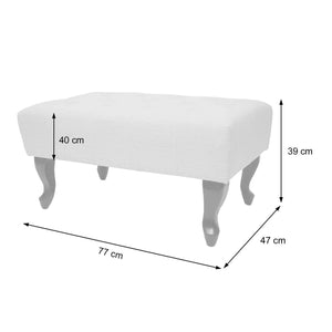Chesterfield Sessel Ohrensessel Stoff dunkelgrau mit Ottomane