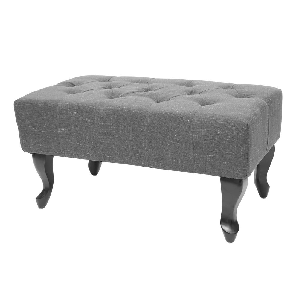 Ottomane Sitzhocker Chesterfield Fussablage dunkelgrau