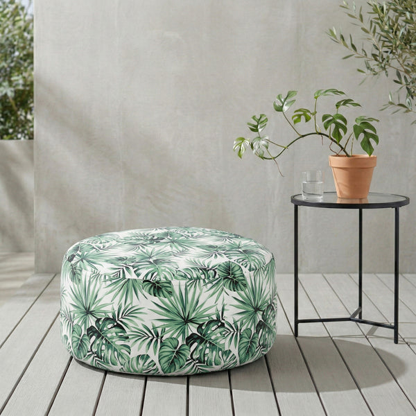 Outdoor Pouf aufblasbar PATTY Blattmuster grün