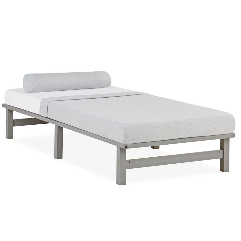 Letto pallet, letto in legno, 90x200cm, legno massello, grigio