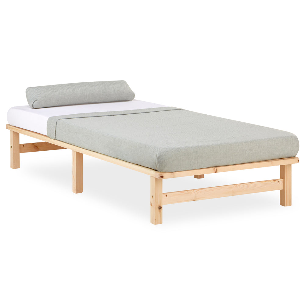 Letto pallet, letto in legno 90x200cm, legno massello, naturale