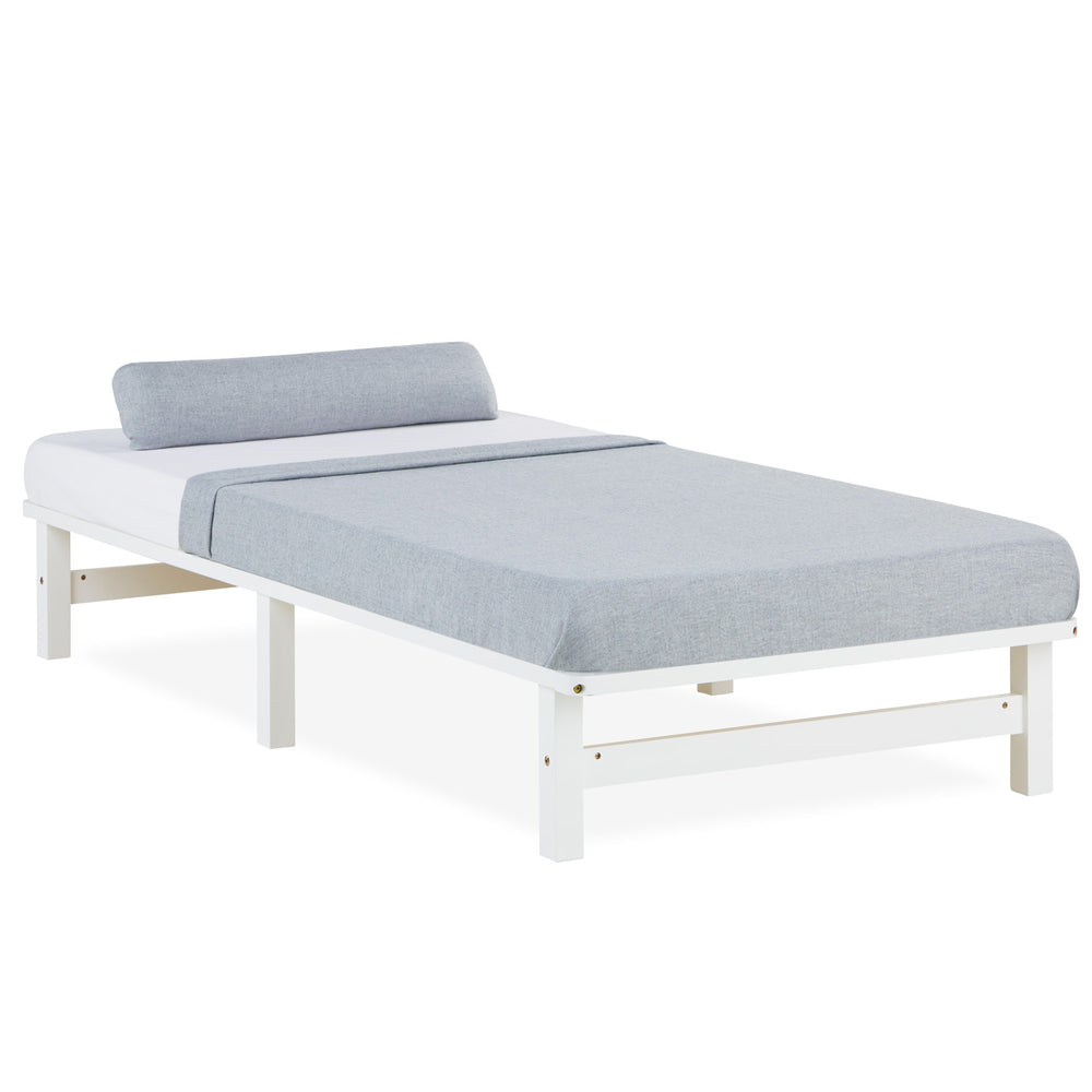 Letto pallet, letto in legno, 90x200cm, legno massello, bianco