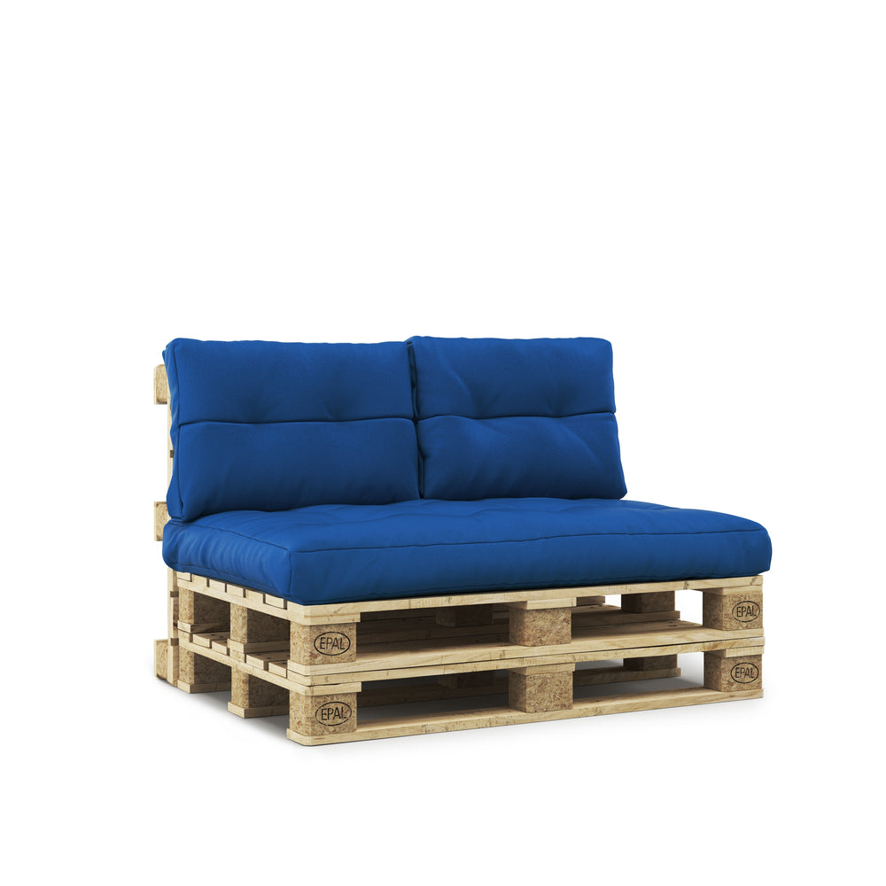Set di cuscini per pallet, 3 pezzi, blu