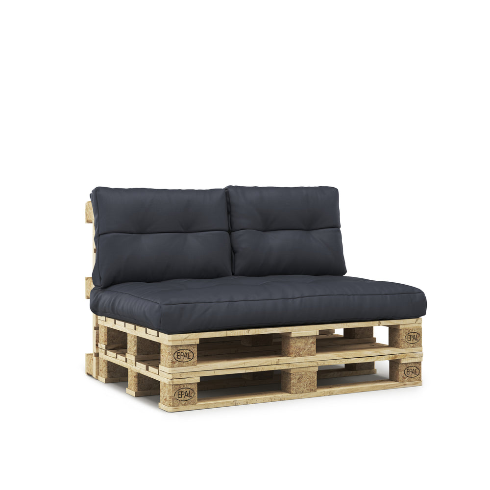 Set di cuscini per pallet, 3 pezzi, nero