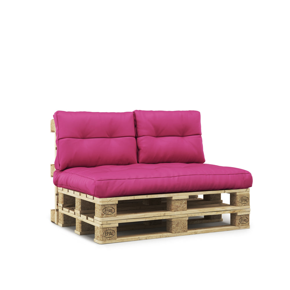 Divano in pallet MELIDE con cuscini rosa