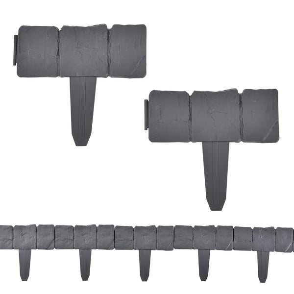 Palisaden Hellín 10er Set 250cm Grau mit Steinoptik