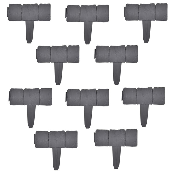 Palisaden Hellín 10er Set 250cm Grau mit Steinoptik