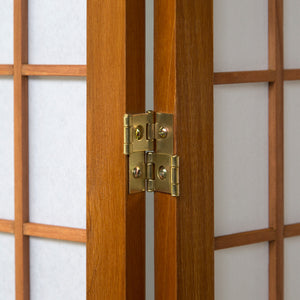 Paravent pliant, 4 panneaux, style Shoji en bois, marron