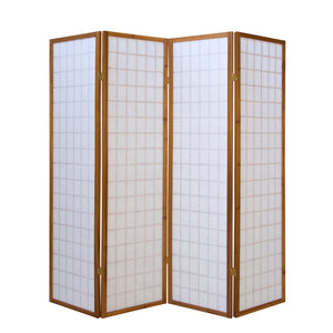 Paravent pliant, 4 panneaux, style Shoji en bois, marron