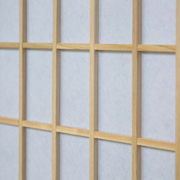 Paravent pliant à 5 panneaux, style Shoji en bois, finition naturelle