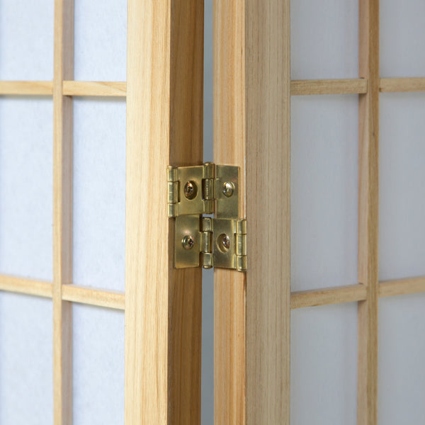 Paravent pliant à 5 panneaux, style Shoji en bois, finition naturelle