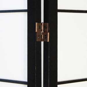 Paravent pliant de séparation de pièce, 5 panneaux, style Shoji en bois, noir