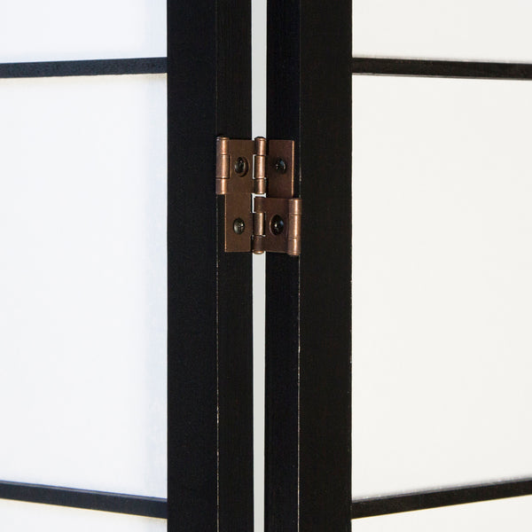 Paravent pliant de séparation de pièce, 5 panneaux, style Shoji en bois, noir