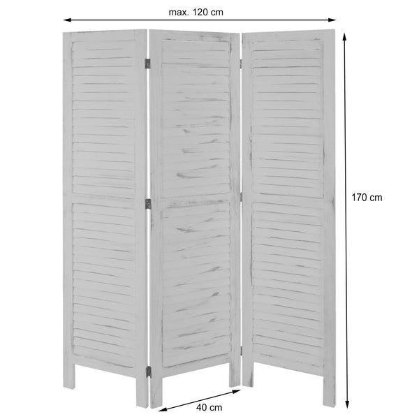 Paravent Trennwand Shabby-Look 170x120cm - grau