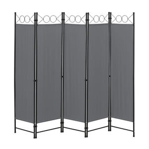 Paravento divisorio Saragossa a 5 pannelli, 200x171 cm, grigio scuro