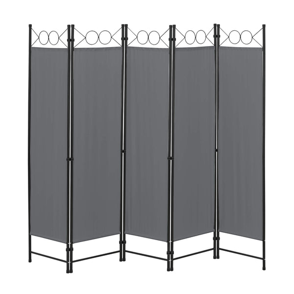 Paravento divisorio Saragossa a 5 pannelli, 200x171 cm, grigio scuro