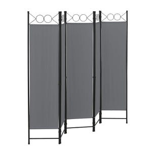 Paravento divisorio Saragossa a 5 pannelli, 200x171 cm, grigio scuro