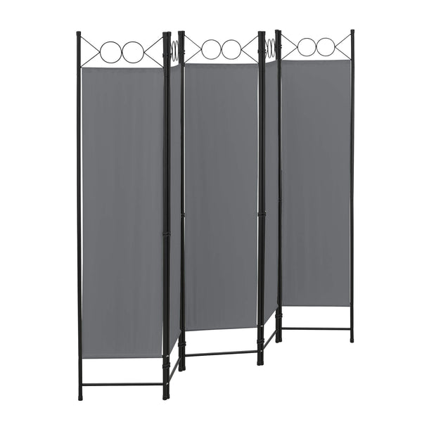 Paravento divisorio Saragossa a 5 pannelli, 200x171 cm, grigio scuro