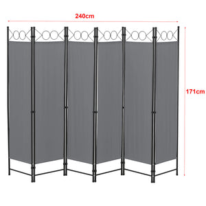 Paravento divisorio Saragossa a 6 pannelli, 240x171 cm, grigio scuro