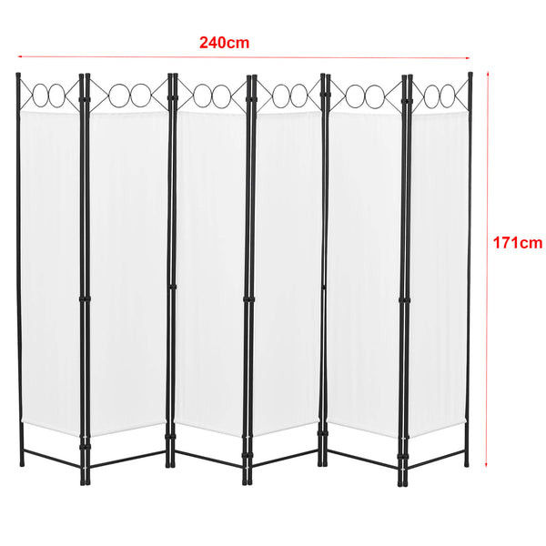 Saragossa 6-panel room divider, 240x171 cm, white
