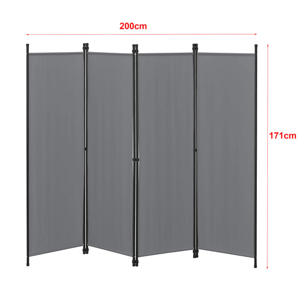 Huesca 4-panel room divider screen, 200x171 cm, dark grey