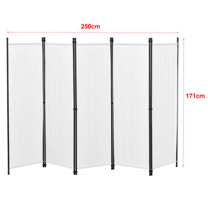 Paravento divisorio Huesca a 5 pannelli, 250x171 cm, bianco