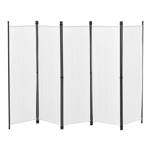 Paravento divisorio Huesca a 5 pannelli, 250x171 cm, bianco