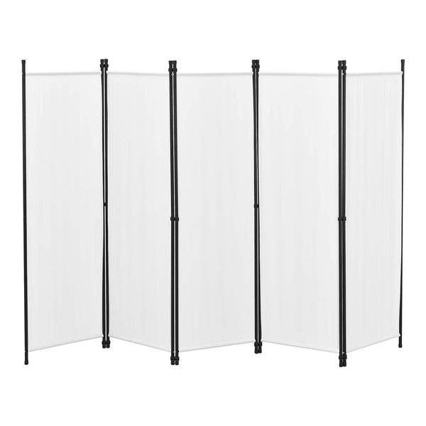 Paravento divisorio Huesca a 5 pannelli, 250x171 cm, bianco