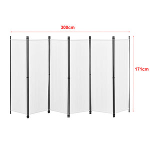Huesca 6-panel room divider screen, 300x171 cm, white
