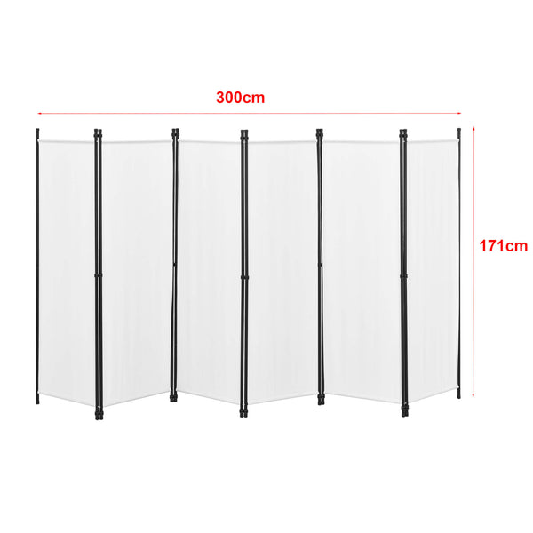 Huesca 6-panel room divider screen, 300x171 cm, white