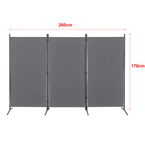 Paravento divisorio a 3 pannelli Teruel, 260x176 cm, grigio scuro