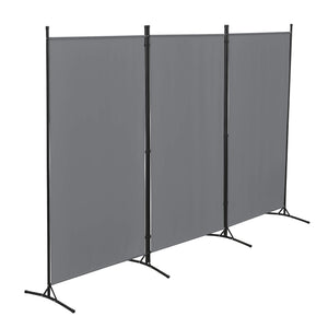 Paravento divisorio a 3 pannelli Teruel, 260x176 cm, grigio scuro